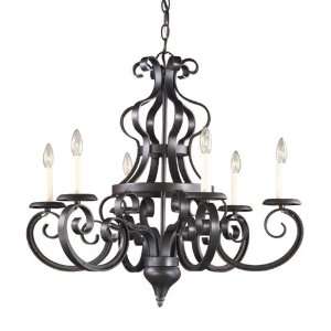  Iron Works Collection Chandelier In Rust Finish   6 Bulbs 