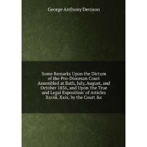  Articles Xxviii, Xxix, by the Court &c George Anthony Denison Books