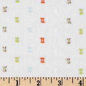  56 Wide Cotton Woven Swiss Dot Flash White/ Kiwi Fabric 
