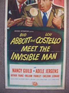 ABBOTT AND COSTELLO MEET THE INVISIBLE MAN 1951 ORIGINAL INSERT MOVIE 