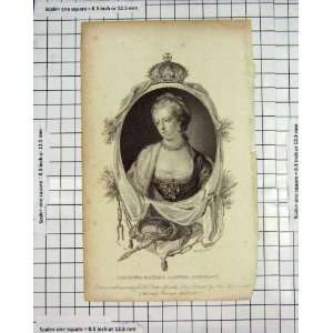   Antique Engraving Carolina Matilda Queen Denmark 1808