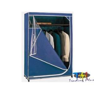  Portable Wardrobe Closet with Metal Frame, Navy Blue: Home 