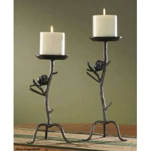  Pine Lodge Pillar Candle Holders: Home & Kitchen