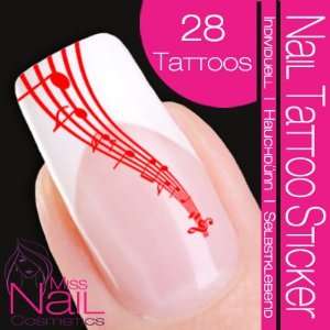  Nail Tattoo Sticker Music / Notes   red: Beauty