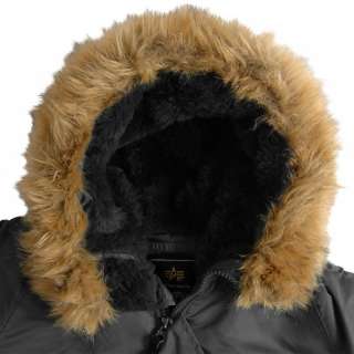 ALPHA INDUSTRIES N 3B COLD WEATHER PARKA BLACK XS 5XL FUR LINED HOODED 
