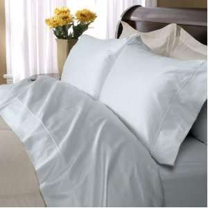  Cotton 1200 Thread count Solid Sateen Bed Sheet Set Queen Light blue