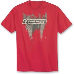  Icon Mens T Shirts Abrasion Short Sleeve Red Medium 