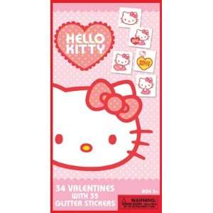  Hello Kitty Valentines Day Cards and Stickers Party Supplies 