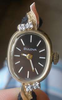Bulova N8 14K Gold Ladies Wristwatch W/ Diamonds  