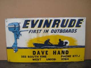 Vintage Evinrude first in outboards tin ad sign display  