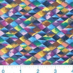  45 Wide Geometric Diamonds Blue/Purple/Yellow Fabric By 