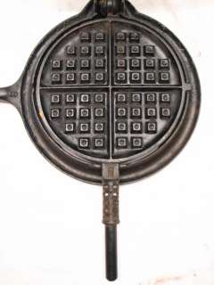 GRISWOLD CAST IRON 2 PIECE WAFFLE MAKER NO. 8 KITCHEN GADGET TOOL LOW 