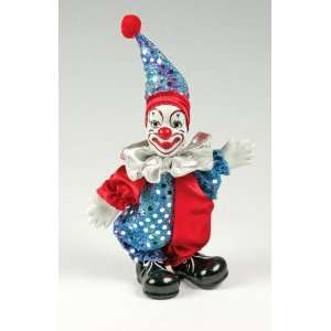 Clown Figurine   Sequins with Red and Purple, Hand Painted, Posable 