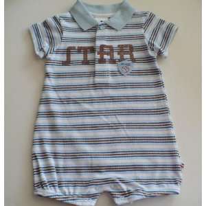 Absorba Baby Clothes Boy Baseball Blue White & Brown Stripe All Star 