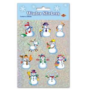  Beistle   24015 P   Prismatic Snowman Stickers  Pack of 12 