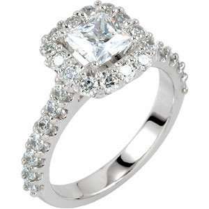  1.40CT Princess Cut Diamond Engagement Ring 14K White Gold 