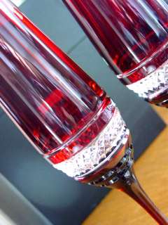 Waterford Rocha Red VOYA Champagne Flutes Set/2   NEW  