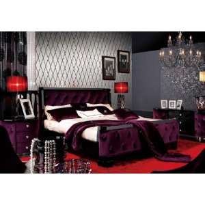  Vig Furniture Armani Xavira Queen Purple Fabric Bed