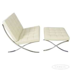   Pavilion Chair & Ottoman, Ivory Aniline Leather: Home & Kitchen