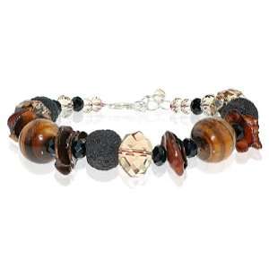  Tiger Eye & Lava Stone Crystal Bracelet: Jewelry