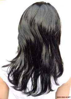 Off Black 3/4 Half Wig Fall Hair Extension Hairpiece 1B  