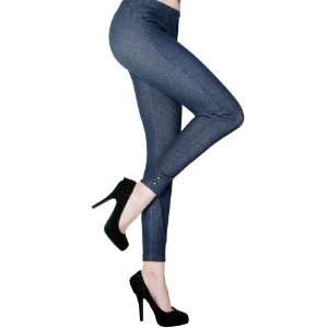  Yelete Jean Leggings with Ankle Detail Blue Jeggings One 