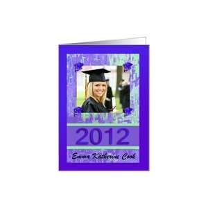   , Caps and Diplomas Photo Card, Graduation Commencement, Purple Card