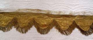 ANTIQUE FRENCH ALTAR FRONTAL GOLD METALLIC FLORAL DECOR GOLD TRIM 