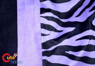 Zebra Queen Size Comforter 7pc Bedding Set Black Violet  