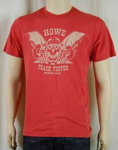 Howe New Mens Pima Cotton Graphic Vintage T Shirts Red  