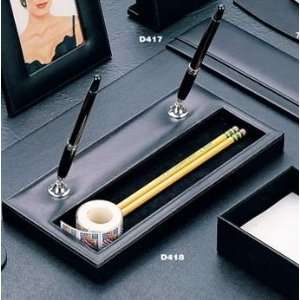  Double Pen Stand Black Leather: Office Products
