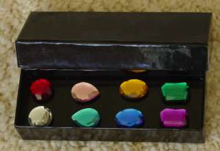 Boxed SET of 8 Cut JEWELED GEMS With Magnets BEAUTIFUL  