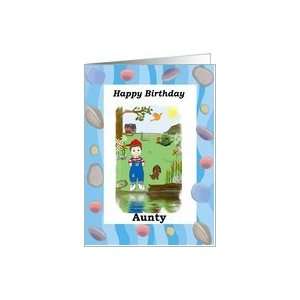  Happy Birthday Aunty / Small boy by a pond Card: Health 