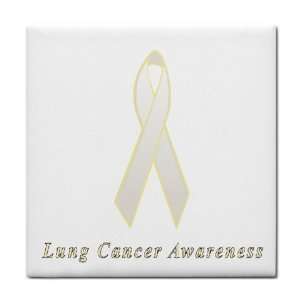 Lung Cancer Awareness Ribbon Tile Trivet