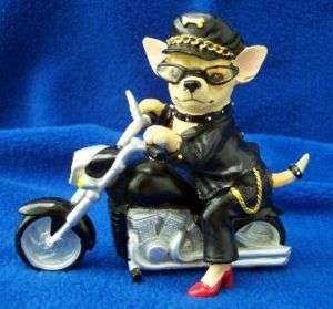 Aye Chihuahua Female Motorcycle Biker Dog Figurine  
