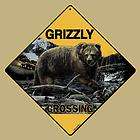 Grizzly Bear Crossing Sign NEW 12x12 (16x16 point to p​o