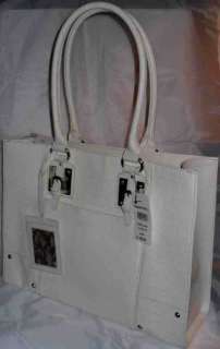 Wilson Leather All In One Croco Embossed Tote Purse Bag WHITE Handbag 