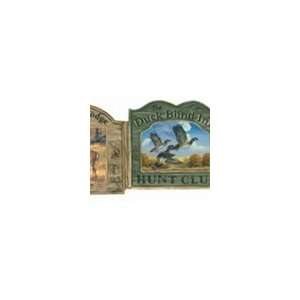   Red Brown and Green Hunt Club Signs Wallpaper Border