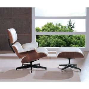  Classic White Plywood Chair and Ottoman 