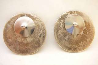 VINTAGE ITALIAN GOLD SILVER PLATED CLIP POST EARRINGS  
