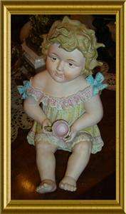 ANTIQUE BISQUE GERMAN BABY DOLL WITH CUP AMAZING PIECE  