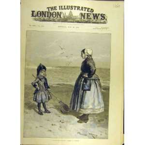  1889 Rainey Seaside Beach Child Woman French Print