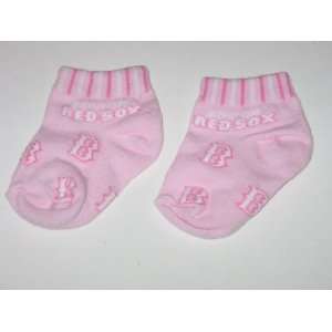  BOSTON RED SOX Team Logo Cotton PINK BABY BOOTIES: Sports 