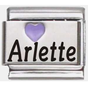  Arlette Purple Heart Laser Name Italian Charm Link 