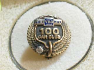 Chevrolet 100 Club Pin Badge 10K Gold 1 Diamonds (nice size diamond 