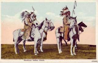 NATIVE AMERICAN THREE BLACKFOOT INDIAN CHIEFS ON HORSEBACK  