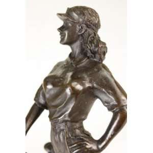  Bronze Female Golfer Golf Statue Figure Figurine Art 