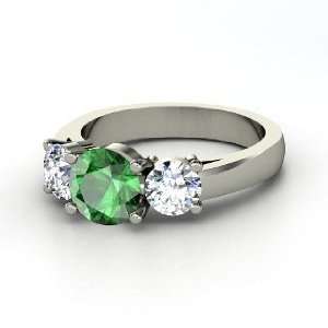  Arpeggio Ring, Round Emerald Platinum Ring with Diamond 