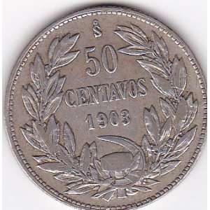  1903 Chile 50 Centavos Silver Coin: Everything Else