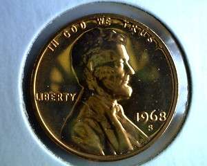 1968 S PROOF Abraham Lincoln Cent   Penny DCAM  